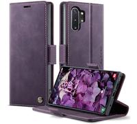 FMPCUON CaseMe Coque pour Samsung Galaxy Note 10 Plus [RFID Blocage] Etui Protection Housse Premium en Cuir PU, [Emplacements Cartes], Pochette Flip Case Compatible avec Book,Pourpre