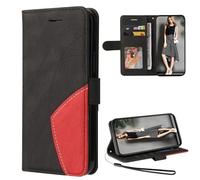 FMPCUON Coque Compatible avec Huawei Nova Y61,Bicolore Housse en Cuir Huawei Nova Y61,PU Flip Cover Étui à Rabat Portefeuille Protection Pochette Protecteur Case,Noir