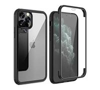 FMPCUON Coque Compatible avec iPhone 12/12 Pro 6.1" Double Face en Verre Trempé Conception d'une Seule pièce Case Housse Ultra Mince 2 en 1 Étui Protecteur 360 Degrés Protection Bumper Cover, Noir