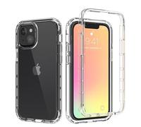 FMPCUON Coque pour iPhone 15 Etui, avec 2 Protecteur D'écran Coque Transparent Silicone TPU Case Intégral 360 Degres Full Body Protection Coque Housse pour iPhone 15, Transparent