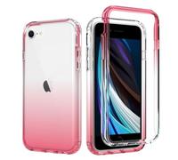 FMPCUON Coque pour iPhone SE 2020/7/8 Etui, avec 2 Protecteur D'écran Coque Transparent Silicone TPU Case Intégral 360 Degres Full Body Protection Coque Housse pour iPhone SE 2020/7/8, Rouge