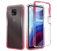 FMPCUON Coque pour Motorola Moto G Power 2021 Etui, avec 2 Protecteur D'écran Coque Transparent Silicone TPU Case Intégral 360 Degres Full Body Protection Coque Housse pour, Rouge