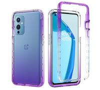 FMPCUON Coque pour OnePlus 9 Etui, avec 2 Protecteur D'écran Coque Transparent Silicone TPU Case Intégral 360 Degres Full Body Protection Coque Housse pour OnePlus 9, Violette