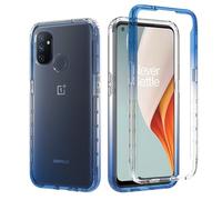 FMPCUON Coque pour OnePlus Nord N100 Etui, avec 2 Protecteur D'écran Coque Transparent Silicone TPU Case Intégral 360 Degres Full Body Protection Coque Housse pour OnePlus Nord N100, Bleu