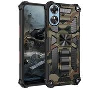 FMPCUON Coque pour Oppo A17,Housse de Protection de Qualité Militaire,Etui avec Béquille Améliorée [Support Magnétique] Case Cover,Armée Verte