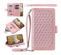 FMPCUON Coque pour Oppo A78 5G/A58X 5G avec 7 Cartes emplacements,Bracelet,Protection Etui Housse Premium en Cuir PU,Zippé Pochette Portefeuille,Fermeture Magnétique, Couleur Rose