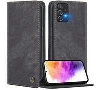 FMPCUON Coque pour Samsung Galaxy A73 5G, Luxe Cuir de Housse Portefeuille Etui Conception Rétro [Fonction Support] Flip Case Compatible avec Samsung Galaxy A73 5G, Noir