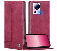 FMPCUON Coque pour Samsung Galaxy S23 FE, Luxe Cuir de Housse Portefeuille Etui Conception Rétro [Fonction Support] Flip Case Compatible avec Samsung Galaxy S23 FE, Vin Rouge