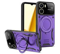 FMPCUON Coque pour Vivo Y16 4G, Coque Vivo Y16 4G Résistant aux Rayures, Antichoc Étui de Militaire Protection, Invisible Support Renforcée Magnétique Coque pour Vivo Y16 4G, Violet foncé