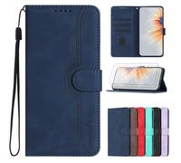 FMPCUON Coque pour Xiaomi 11 Lite 4G/5G avec Verre Trempé Protection écran*2,Housse Cuir PU Portefeuille Anti-Scratch Cas Support pour Xiaomi 11 Lite 4G/5G-Bleu foncé