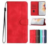 FMPCUON Coque pour Xiaomi 11 Lite 4G/5G avec Verre Trempé Protection écran*2,Housse Cuir PU Portefeuille Anti-Scratch Cas Support pour Xiaomi 11 Lite 4G/5G-Rouge