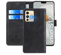 FMPCUON Etui Coque pour Vivo S12/ V23 5G,[Housse en Cuir PU Premium] [Pochette de Portefeuille] [Etui à Rabat],avec Fentes pour Cartes pour Vivo S12/ V23 5G,Noir