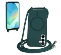FMPCUON Magnétique Coque avec Cordon pour Samsung Galaxy A26, [Compatible avec MagSafe] Etui Collier Réglable Téléphone Étui Portable Lanyard Case Protection Complète Cover,Vert