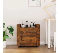 FMPGJLYH Chariot de bureau avec porte, bac à roulettes en bois, chariot de classement pour bureau et bureau à domicile, chariot de rangement, chêne fumé, 60 x 45 x 60 cm