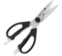 FMprofessional ciseaux de cuisine multi-usages, ciseaux polyvalents de haute qualité avec partie fonctionnelle en acier inoxydable, ciseaux de cuisine avec ouvre-bouteille intégré (couleur : noir/arge