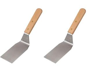 FMprofessional Fackelmann 21695 Spatule à plancha, Pelle à gratins, Pelle à Steaks pour Barbecue, Acier Inoxydable, Bois, 27,5 cm (Lot de 2)
