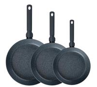 FMprofessional Lot de 3 poêles professionnelles 20/24/28 cm, aluminium léger et résistant, adaptées pour l'induction et tous types de feux, double couche, structure en nid d'abeille