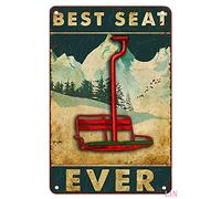 fmrsok Décoration de ski en plein air pour amateurs de ski, affiche « Best Seat Ever » - Décoration murale vintage - Esthétique - Cadeau pour garage, salle de bain, salon, bar - 20,3 x 30,5 cm