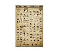 FMSKY Poster de yoga Ashtanga Vinyasa Yoga Primary Series rétro - Art mural - Décoration murale pour salon, chambre à coucher - Style rétro - 30 x 45 cm