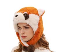 FmtwPhn Chapeaux Animaux pour - Forme Raton Laveur Mignon - Chapeau en Peluche Souple avec Oreilles Mobiles,pour Femmes et Filles, Plein Air, Cosplay, Déguisement, Temps Froid,