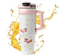 FmtwPhn Gourde isotherme | 1000 ml Gobelet anti-fuite avec poignée | Bouteille d'eau pour l'école | Pour café, boissons, école, enfants, adultes