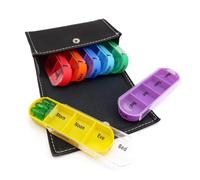 FmtwPhn Petits Piluliers PP Organisateur De Comprimés Portable 28 Cases Avec Couvercle 7 Couleurs Pour Une Semaine Pochette De Transport Noir Pour Médicaments Vitamines Et Suppléments Au Quotidien