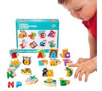 FmtwPhn Puzzle Alphabet, Jeu Éducatif en Bois Animaux pour Développer l'Intelligence, Apprentissage Cognitif Lettres pour Filles Garçons 3 Ans et Plus Maternelle Maison Voyage Intérieur Extérieur