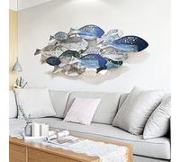 FMXYMC Décoration murale en forme de poisson en métal de l'océan côtier, 127 x 50,8 cm, grande sculpture murale 3D en forme de poisson, peinte à la main, pour salon, chambre, salle à manger