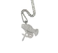 Fmxypet Pendentif à la Main en Prière Gelée, Collier en Argent Sterling Pendentif en Croix Gelée avec CZ pour Bijoux Hip Hop Hommes