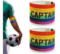 FMYODWU 2 pcs brassard de capitaine de football, brassard de capitaine de football multicolore, brassard de capitaine de football ajustable, brassard de capitaine de sport, flexible et ajustable