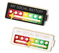 FMYODWU 2 pièces Fun Social Mood Pins, My Social Battery Pins, Mood Pins interactifs, 7 jours par semaine Fun Social Battery Pins, My Social Battery (Blanc + Noir)