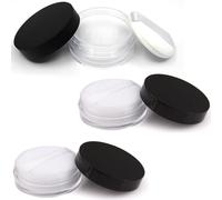 FMYODWU 3 Pcs Transparent Loose Powder Container, Loose Powder Case with Puff, DIY Portable Makeup Case, Reusable Loose Powder Container for Women and Girls