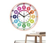 Fmzrbnih Horloge d'apprentissage pour - Horloge Analogique pour Fonctionnant À Piles, Horloge d'apprentissage Interactive | Horloge sans Tic-tac pour Apprendre À Lire L'heure, Horloge Éducative
