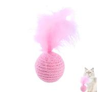 Fmzrbnih Jouet De Chat À Balle De Plumes - Boule De Chat pour Chat, Jouet De Chat en Plumes Pendantes | À Boule De Plumes Moelleux, Jouet D'entraînement Chaton avec Plumes, Plume Na
