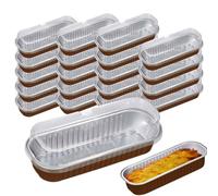 Fmzrbnih Small Cake Pan - 20pcs Aluminum Foil Mini Loaf Pans with Lids, 200ml Baking Cups | Multifunctional Non Stick Muffin Tin Rectangle Pan Set for Brownie Tiny Cake Bread Dessert Home Kitchen