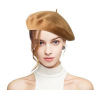 Fnaobai Béret en laine pour femme - Béret français classique - Pour l'automne et l'hiver, kaki, Taille unique