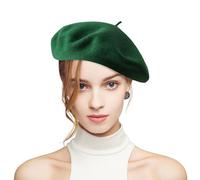 Fnaobai Béret en laine pour femme - Béret français classique - Pour l'automne et l'hiver, Vert, Taille unique