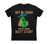 FNASVBOUO Get in Loser We're Doing Funny Alien Mens Short Sleeve New Cotton Black T-Shirt