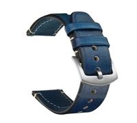 FNBDDX Bracelet de montre rétro universel adapté aux bracelets en cuir Rolex adaptés montres intelligentes Seiko 18mm 20mm 22mm hommes femmes ceinture poignet(Blue-silver,22mm)