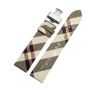 FNBDDX Bracelet en cuir à motif écossais démontage rapide 12, 14, 16, 18, 20, 22 mm, noir et marron, for montres hommes femmes(Rice white silver B,20mm)