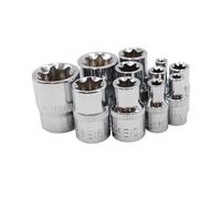 FNBDDX Jeu de douilles Torx Star 1/4 3/8 pouces, Type E E4 E5 E6 E7 E8 E10 E12 E14 E16 E18 E20, outils réparation manuels 11 pièces