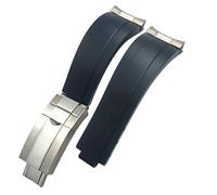 FNDWJ Bracelet de montre à boucle courte en caoutchouc, 20mm, adapté au rôle de sous-marin Rolex Daytona OYSTERFLEX Yacht Master, petit bracelet en Silicone(Black,Black Buckle Link)