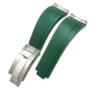 FNDWJ Bracelet de montre à boucle courte en caoutchouc, 20mm, adapté au rôle de sous-marin Rolex Daytona OYSTERFLEX Yacht Master, petit bracelet en Silicone(Green,SilverGold Buckle Li)