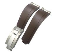 FNDWJ Bracelet de montre à boucle courte en caoutchouc, 20mm, adapté au rôle de sous-marin Rolex Daytona OYSTERFLEX Yacht Master, petit bracelet en Silicone(Brown,Black Buckle Link)