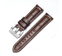 FNDWJ Bracelet de montre en cuir véritable pour Panerai peau de vache Bracelet de cheval fou hommes Bracelet Bracelet de montre lisse 20mm 22mm 24mm 26mm(ClassicBrown-Silver,20mm)