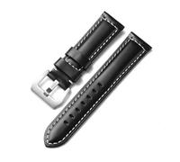FNDWJ Bracelet de montre en cuir véritable pour Panerai peau de vache Bracelet de cheval fou hommes Bracelet Bracelet de montre lisse 20mm 22mm 24mm 26mm(SmoothBlack-Silver,20mm)