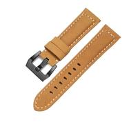 FNDWJ Bracelet de montre en cuir véritable pour Panerai peau de vache Bracelet de cheval fou hommes Bracelet Bracelet de montre lisse 20mm 22mm 24mm 26mm(Light Brown-Black,24mm)