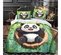 FNECEFBOZVCo Parure de lit Panda 3D Chambre Enfant Microfibre | Double（200x200cm）toucher doux hypoallergénique fermeture éclair déco ado idée cadeau