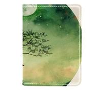FNETJXF Étui portefeuille pour passeport pour homme et femme, couverture de passeport de voyage, essentiels de voyage pour les vacances, lune nocturne, étoile, loup, Motif 3644, 11.5x16.5cm/4.5x6.5 in