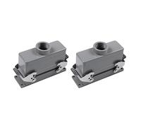 Fnfhsa 2X Rectangulaire H24B-He-024-1 Connecteurs à Usage Intensif Puissance 24 Broches Ligne de Noyaux Pieds à Vis 16A 500V Prise D'Aviation Prise,139X43X72mm
